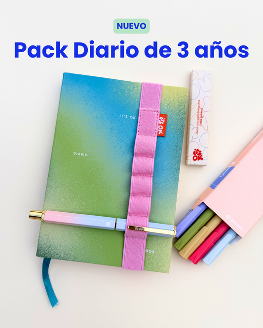 Pack Diario de 3 años | Portada Menta y accesorios