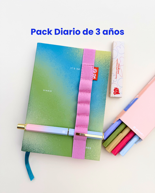 Pack Diario de 3 años | Portada Menta y accesorios