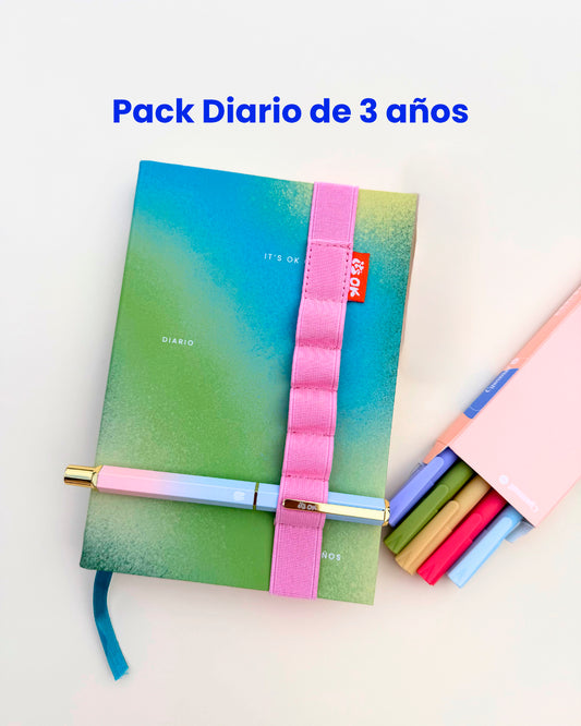 Pack Diario de 3 años | Portada Menta y accesorios