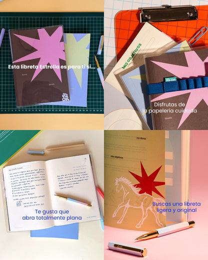 Libreta Estrella marrón con funda