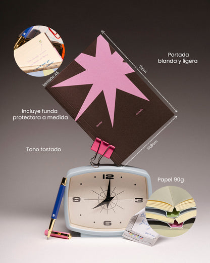 Libreta Estrella marrón con funda